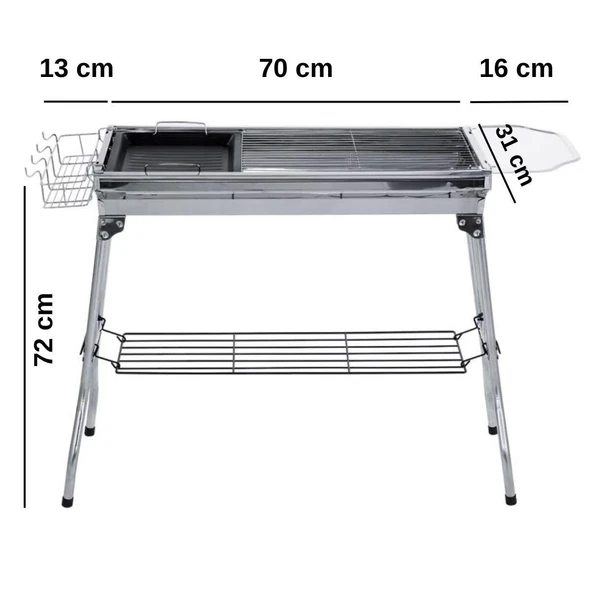 Madfox Grillmate Portatif Katlanır BBQ Mangal SİLVER - Resim 7
