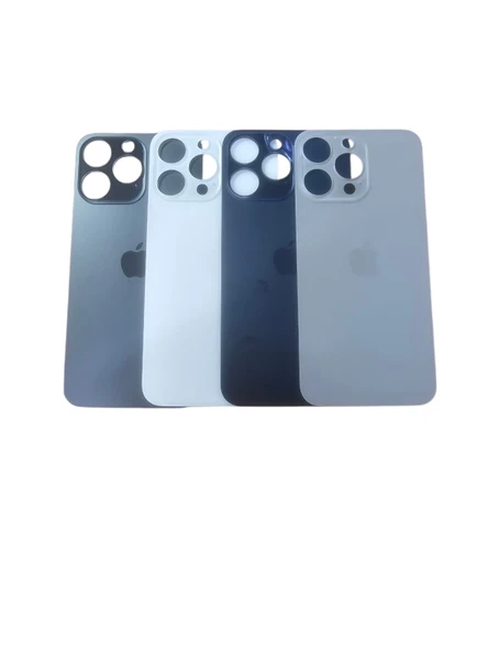 Uyumlu İphone 15 Pro Max Arka Kapak Lazer Kesim ( Pil Kapağı )  Cam - Titanyum ürün görseli 1