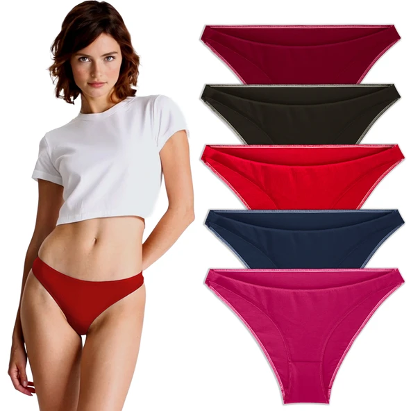 Yohannes Club, Kadın Pamuklu Basic Bikini Slip, 5'li Paket, ürün görseli 1