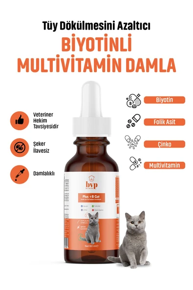 Ber vet pet Bvp Plus B Kedi Tüy dökülme önleyici Multivitamin damla kedi tüy bakımı 50ml ürün görseli 1