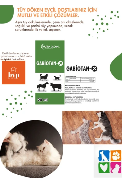Ber vet pet Gabiotan-X 20 ML kedi köpek evcil hayvanlar tüy dökülme önleyici ürün görseli 1