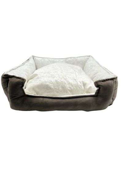 Ber vet pet Yumuşak Ve Yıkanabilir Kedi Ve Köpek Yatağı –lüx, Rahat Ve Şık Tasarım 50*50cm Renk kahverengi ürün görseli 1
