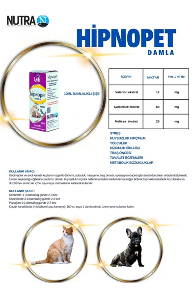 NUTRA Hipnopet Kedi Köpek Kanatlı Yolculuk Kızgınlık Stres Hırçınlık 10ml 1 Adet ürün görseli 1