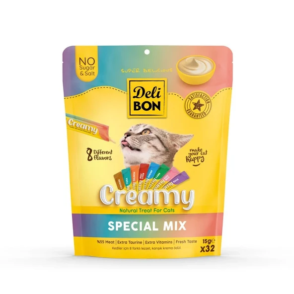 Delibon Creamy Karışık Ödül Maması Çeşit 15gr (32 Adet) ürün görseli 1