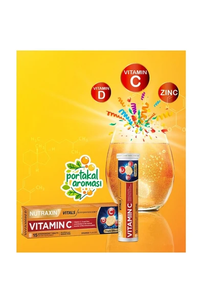 Nutraxin Vitamin C-D-Zinc 15 Efervesan Tablet - Resim 2