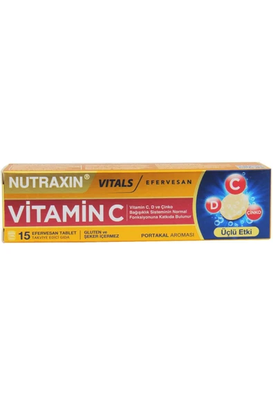 Nutraxin Vitamin C-D-Zinc 15 Efervesan Tablet ürün görseli 1