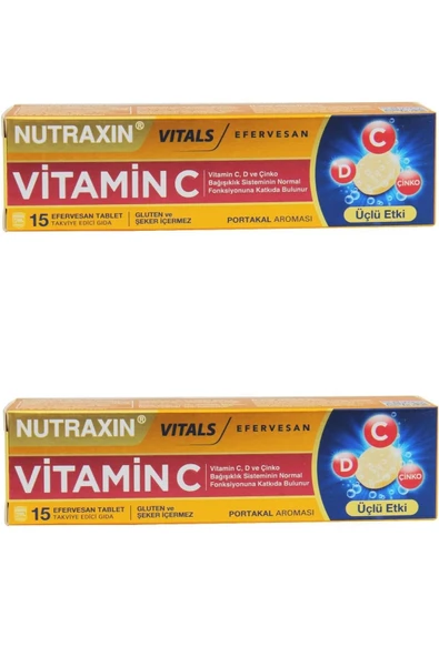 Nutraxin Vitamin C-D Zinc 15 Efervesan Tablet 2 Adet ürün görseli 1