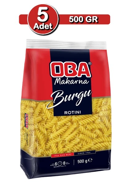 Oba Burgu Makarna 500 G X 5 Adet | Ev Tipi Çoklu Paket ürün görseli 1