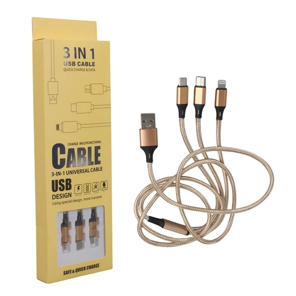 Powermaster Micro USB Type-C Lightning Şarj Ve Data Kablosu - Resim 3