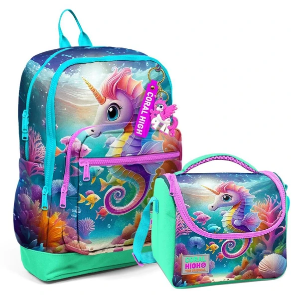 Coral High 2li Set Denizatı Desenli Okul Çantası Beslenme 23772 ürün görseli 1