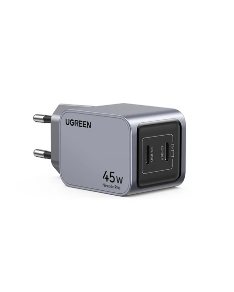 UGREEN Nexode Pro 45W GaN Hızlı Şarj Cihazı USB-C QC PD 2xUSB-C, Uzay Grisi, 35008 ürün görseli 1