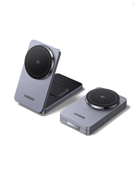 UGREEN 2'si 1 Arada 30W Magnetik Wireless Kablosuz Şarj Cihazı, Siyah, 45023 ürün görseli 1
