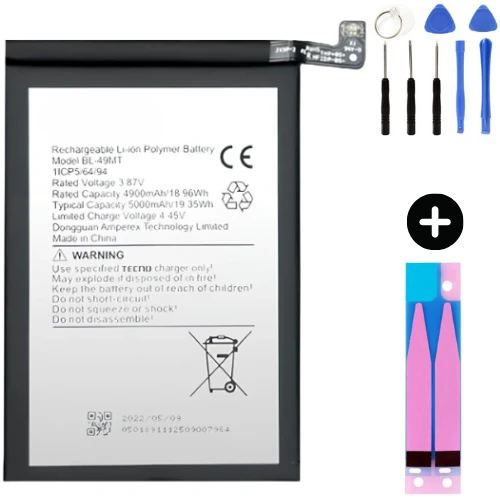 Tecno Camon 19 Pro BL-49MTUyumlu Güçlendirilmiş İthal Pil + Montaj Seti ürün görseli 1
