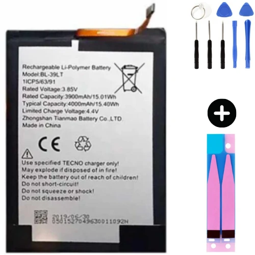 Tecno Spark 20 Pro Plus BL-39LT Uyumlu Güçlendirilmiş İthal Pil + Montaj Seti ürün görseli 1