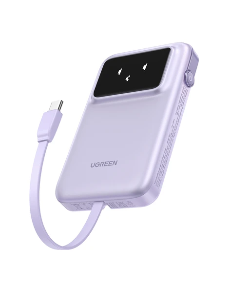 UGREEN Uno Dahili Kablolu 10.000 mAh 30W Hızlı Şarj Powerbank, Mor, 35604B ürün görseli 1