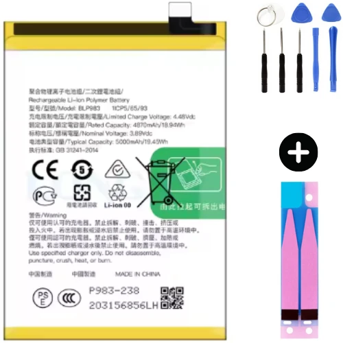 Realme 10 Pro BLP983 Uyumlu Güçlendirilmiş İthal Pil + Montaj Seti ürün görseli 1