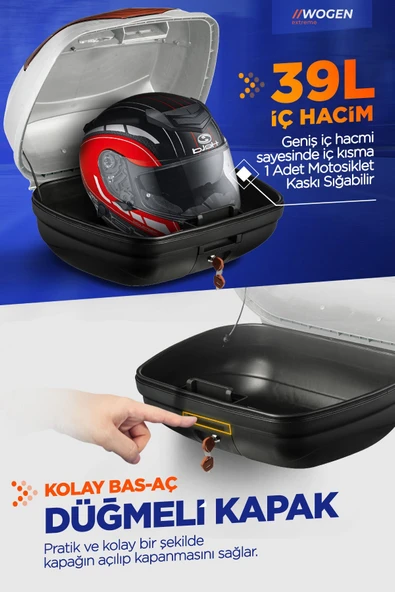 WOGEN WG39 ARKA ÇANTA 39 L BASİC (BEYAZ) + KARBON DİZLİK HEDİYELİ - Resim 3