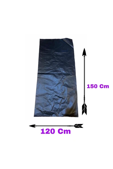 5 Adet 120x150cm Dökme Kalın Çöp Poşeti Siyah Mega Boy ürün görseli 1