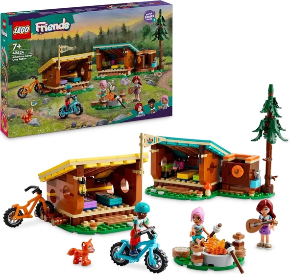 LEGO Friends Macera Kampı Şirin Kulübeler 42624-7 Yaş ve Üzeri Kız ve Erkek Çocuklar için 3 Mini Bebek ve 1 Tilki Figürü ürün görseli 1