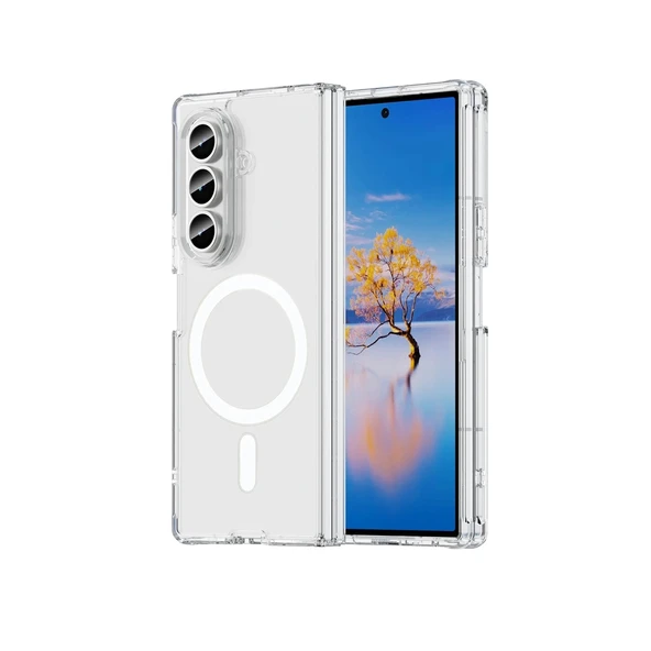 Samsung Galaxy Z Fold7 Kılıf Magsafe Özellikli Şeffaf Silikon Kapak ürün görseli 1
