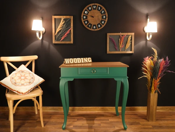 Wooding Mobilya 80 Cm Çekmeceli Masif Yeşil Natürel Dresuar ürün görseli 1