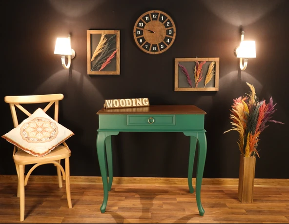 Wooding Mobilya 80 Cm Çekmeceli Masif Yeşil Ceviz Dresuar ürün görseli 1
