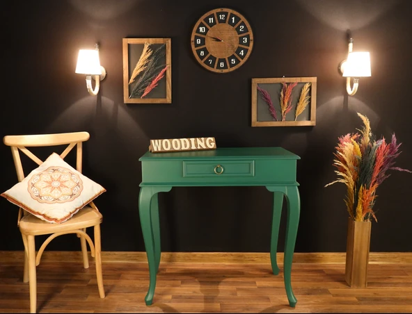 Wooding Mobilya 80 Cm Çekmeceli Masif Yeşil Dresuar ürün görseli 1