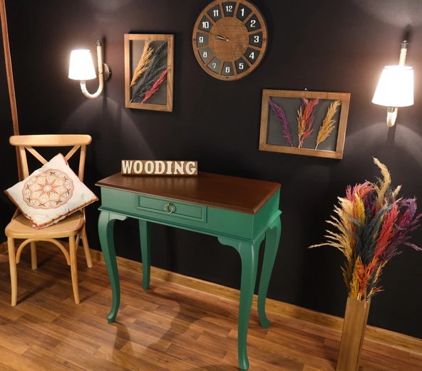 Wooding 90 Cm Çekmeceli Masif Yeşil Ceviz Dresuar ürün görseli 1