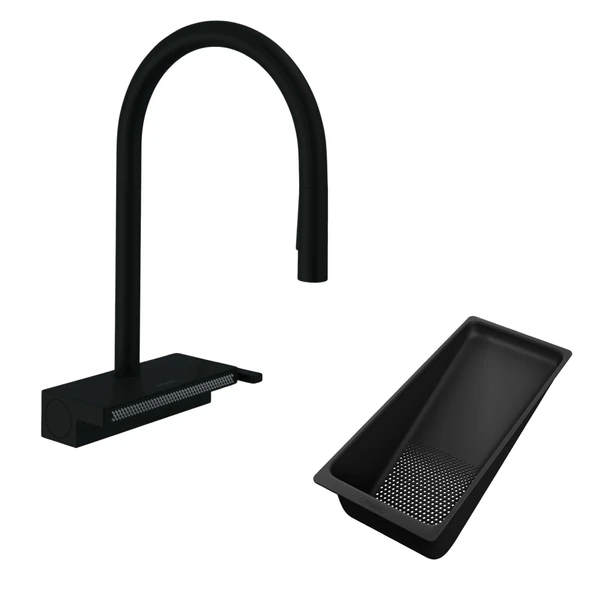 Hansgrohe Aquno Select M81 Spiralli Eviye Bataryası sBox Satin Siyah ürün görseli 1