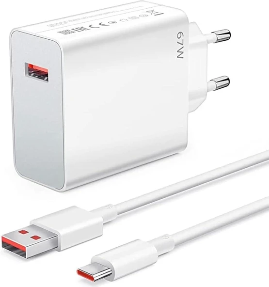 Megatech 67w Turbo Şarj Gösterme EvŞarj Kafa + Type-C Şarj Kablosu ürün görseli 1