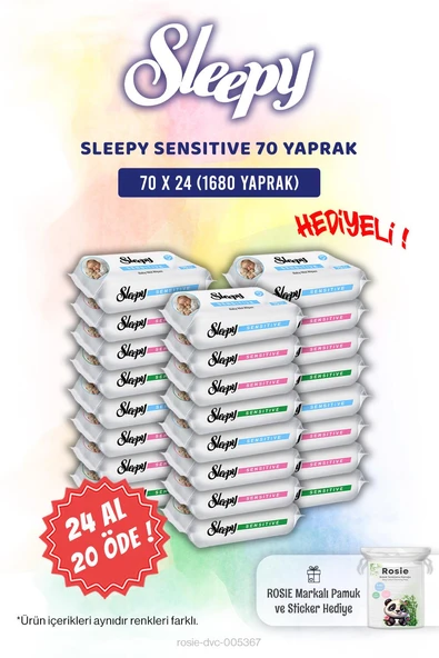 Sleepy Sensitive 36 AL 32 ÖDE 70'li Bebek Islak Mendili ve Rosie Pamuk Hediye ürün görseli 1