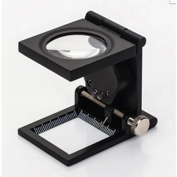 28x28 Mm Katlanır Sayaçlı Metal Lüp 2 LED Işıklı Büyüteç Tekstil TH-9005A ürün görseli 1