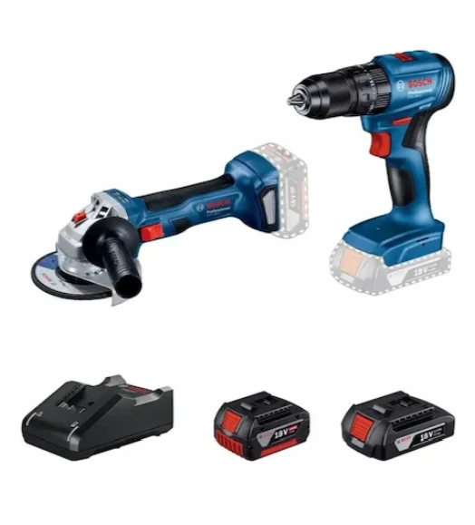 Bosch GWS 180-LI+GSB 185-LI + GBA 18V 2.0Ah akü + GBA 18V 4.0Ah Akü + GAL 18V-40 Şarj Aleti Kombo Kit - 06019H9026 ürün görseli 1
