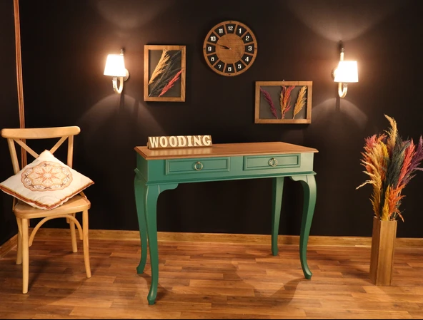 Wooding Mobilya 120 Cm Çekmeceli Masif Yeşil Natürel Dresuar ürün görseli 1