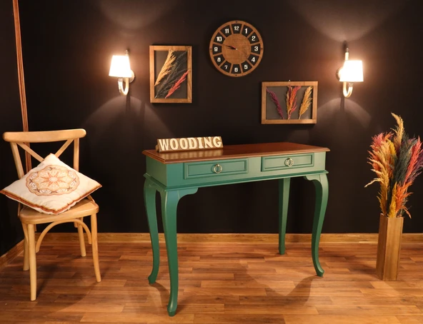 Wooding Mobilya 120 Cm Çekmeceli Masif Yeşil Ceviz Dresuar ürün görseli 1