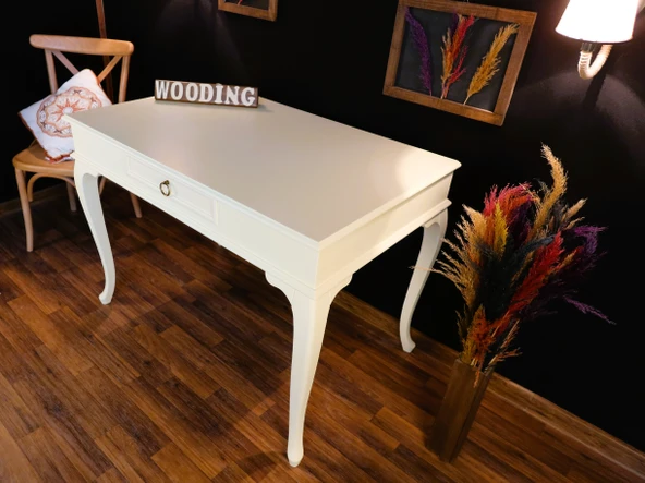 Wooding Mobilya 110 Cm Çekmeceli Masif Krem Çalışma Masası ürün görseli 1