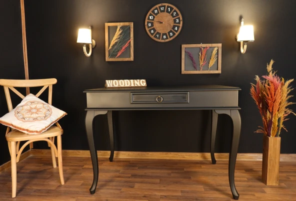 Wooding Mobilya 100 Cm Çekmeceli Masif Siyah Çalışma Masası ürün görseli 1