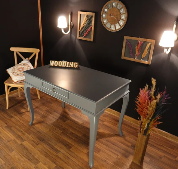 Wooding Mobilya 110 Cm Çekmeceli Masif Gri Çalışma Masası ürün görseli 1
