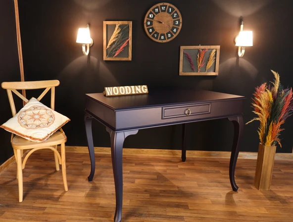 Wooding Mobilya 110 Cm Çekmeceli Masif Lacivert Çalışma Masası ürün görseli 1