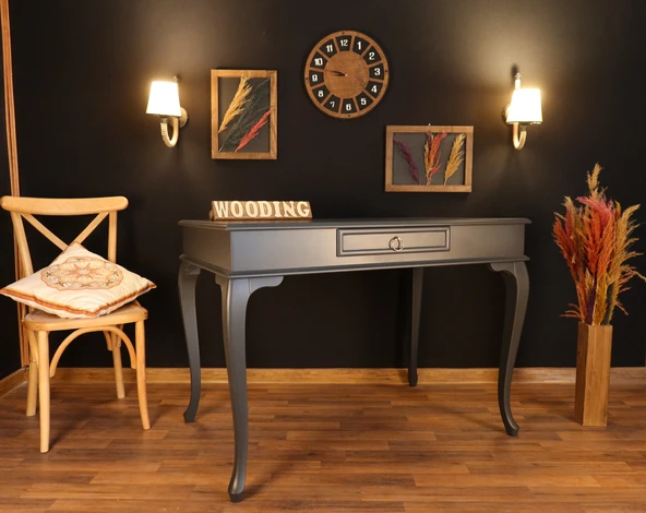 Wooding Mobilya 120 Cm Çekmeceli Masif Antrasit Çalışma Masası ürün görseli 1