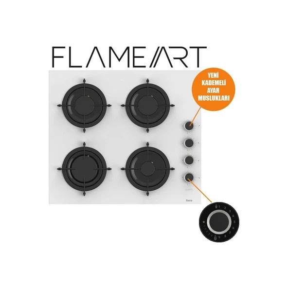 Ferre CS206 Flameart Cam Beyaz Ankastre Ocak - Resim 2