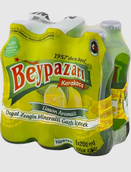 Beypazarı Limonlu Doğal Zengin Mineralli Gazlı İçecek 6X200 ml ürün görseli 1