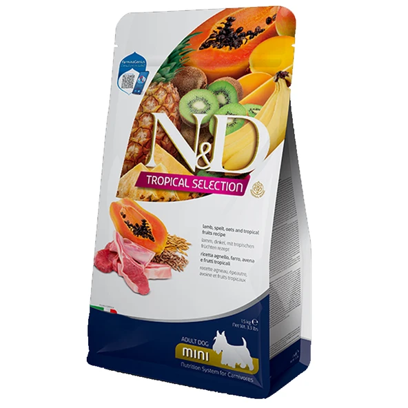 N&D Tropical Kuzulu Tropikal Meyveli Mini Yetişkin Köpek Maması 1,5 Kg ürün görseli 1