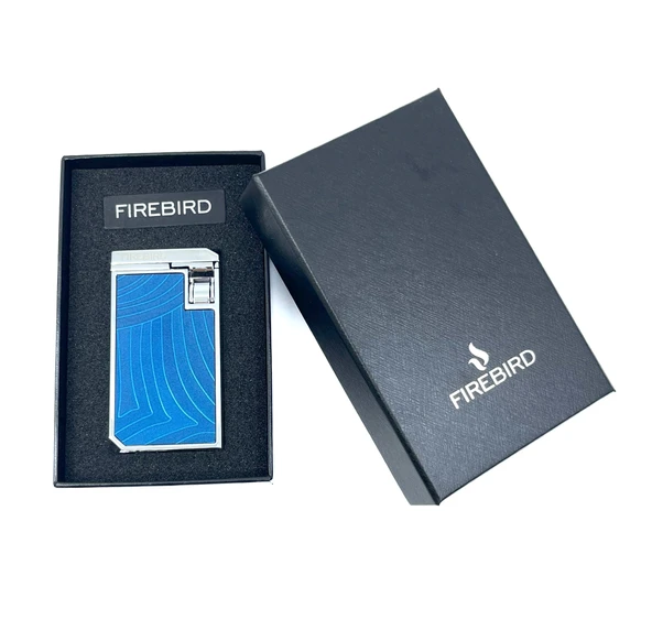 Firebird Parlak Krom Çift Torch Puro Çakmağı - Mavi - Resim 5