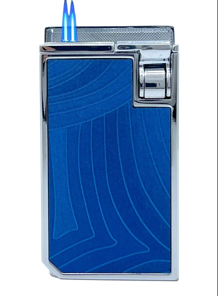 Firebird Parlak Krom Çift Torch Puro Çakmağı - Mavi - Resim 3