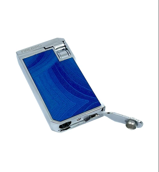 Firebird Parlak Krom Çift Torch Puro Çakmağı - Mavi - Resim 4