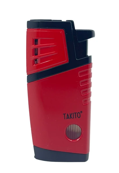 Takito Çift Torch Pürmüz Puro Çakmağı - Siyah/Kırmızı ürün görseli 1