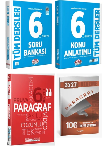 Anla Kazan 2025 6. Sınıf Editör Tüm Ders Konu ve Soru + Pruva Paragraf Soru + Anka Deneme 4 lü ürün görseli 1
