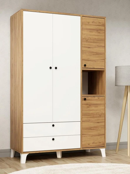 Kuzeylife 4 Kapaklı 6 Raflı Ekstra Derin Gardrop-52 cm Derinlik ürün görseli 1