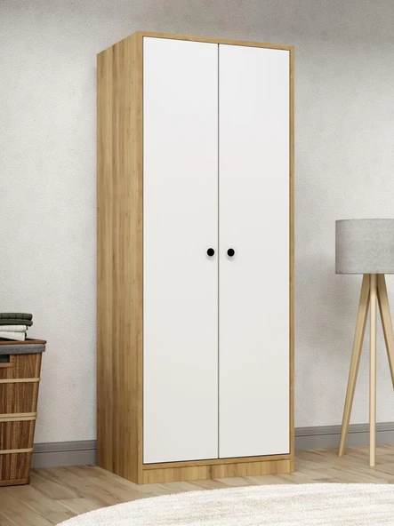 Kuzey Life Rami 2 Kapaklı 5 Raflı Askılı Gardırop 52cm Derinlik ürün görseli 1